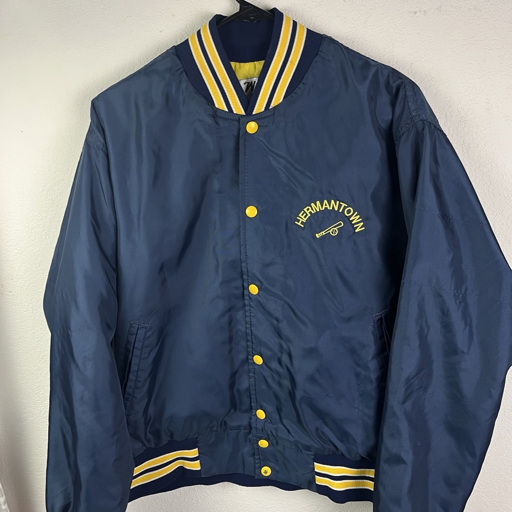 Vintage Hermantown Hawks Baseball Jacket Minnesota High School Coat Sz Large
